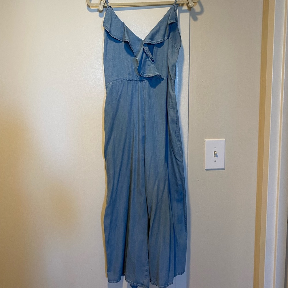 Chambray Ruffled Jumpsuit
